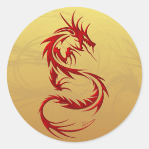 Tribal Dragon Ronde Sticker