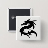 Tribal Dragon Silhouette Vierkante Button 5,1 Cm (Voorkant /achterkant)