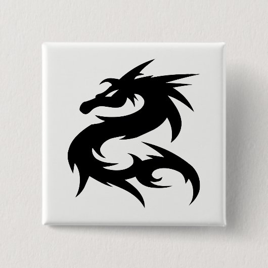 Tribal Dragon Silhouette Vierkante Button 5,1 Cm (Voorkant)