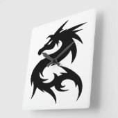 Tribal Dragon Silhouette Vierkante Klok (Hoek)