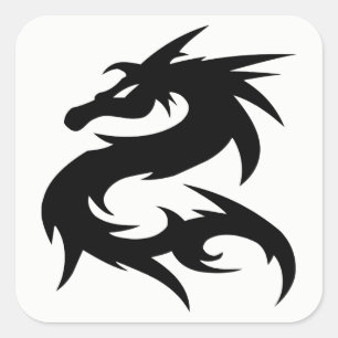 Tribal Dragon Silhouette Vierkante Sticker