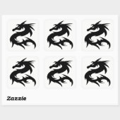Tribal Dragon Silhouette Vierkante Sticker (Vel)