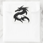 Tribal Dragon Silhouette Vierkante Sticker (Tas)