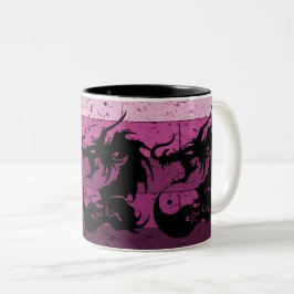 Tribal Dragon Tattoo in zwart en roze design Tweekleurige Koffiemok