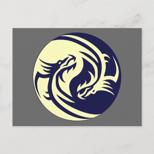 Tribal Dragons Yin Yang () Briefkaart (Voorkant)