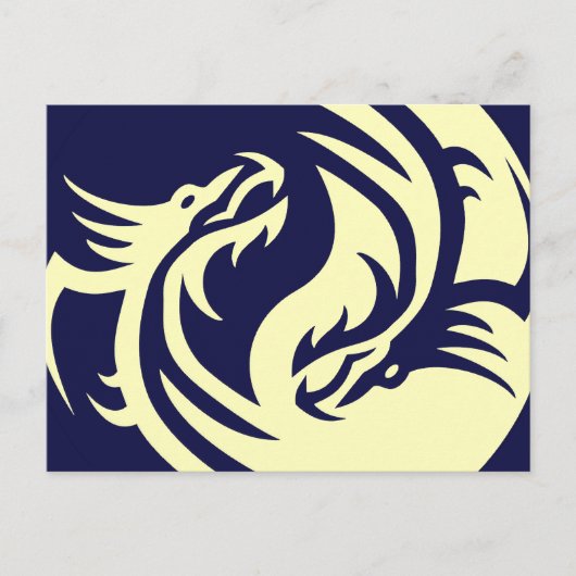 Tribal Dragons Yin Yang () Briefkaart (Voorkant)