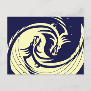 Tribal Dragons Yin Yang () Briefkaart