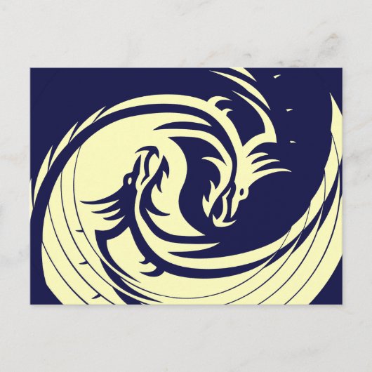 Tribal Dragons Yin Yang () Briefkaart (Voorkant)