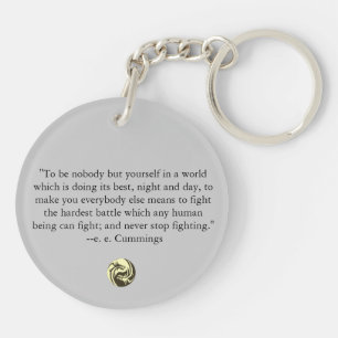 Tribal Dragons Yin Yang - ee Cummings Quote Sleutelhanger
