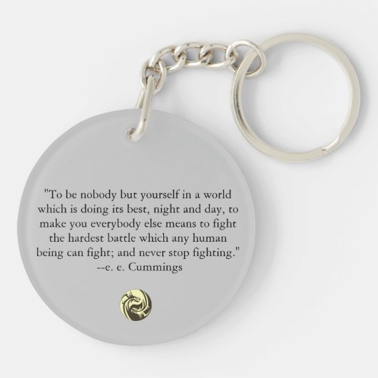 Tribal Dragons Yin Yang - ee Cummings Quote Sleutelhanger (Achterkant)