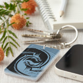 Tribal Dragons Yin Yang - ee Cummings Quote Sleutelhanger (Voorkant Rechts)