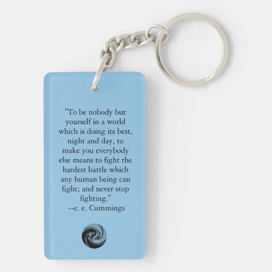 Tribal Dragons Yin Yang - ee Cummings Quote Sleutelhanger (achterkant)