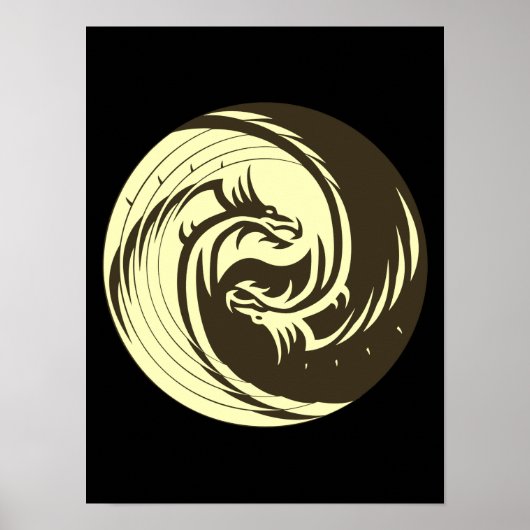 Tribal Dragons Yin Yang (pas het aan!) Poster (Voorkant)