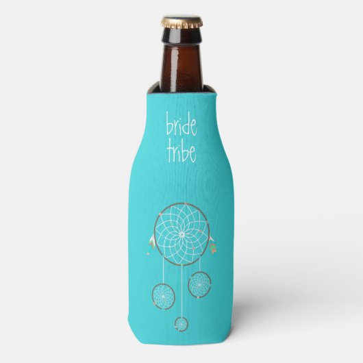 Tribal Dream Catcher Turquoise Bottle Cooler (Fles Voorkant)