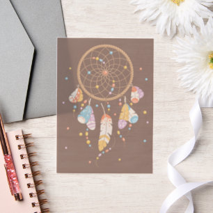 Tribal Dreamcatcher Boho Baby Brown Insert Vellum Uitnodigingen