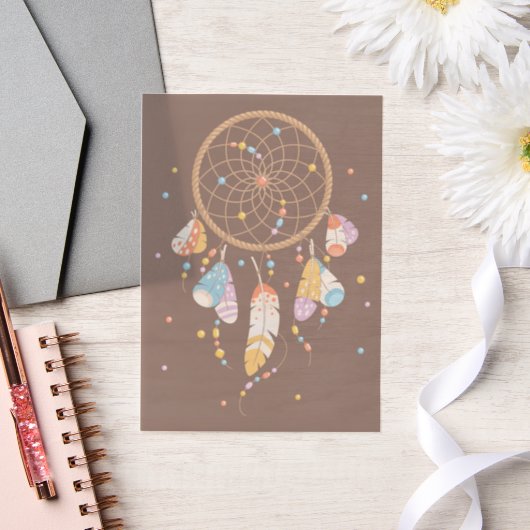Tribal Dreamcatcher Boho Baby Brown Insert Vellum Uitnodigingen (Huwelijk)
