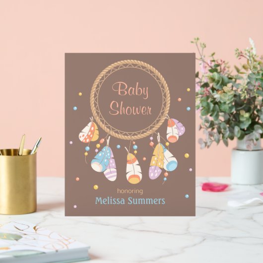 Tribal Dreamcatcher Boho Baby shower Bruin Acryl Bord (Huwelijk)