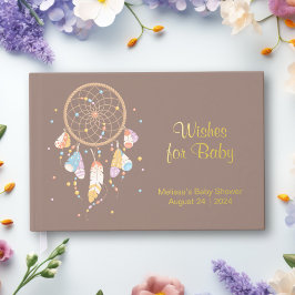Tribal Dreamcatcher Boho Baby shower Folie Bruin Gastenboek