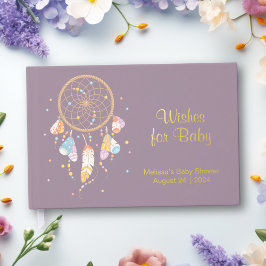 Tribal Dreamcatcher Boho Baby shower Folie Paarse Gastenboek