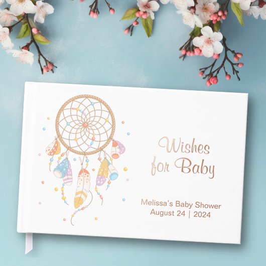 Tribal Dreamcatcher Boho Baby shower Folie Wit Gastenboek