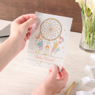 Tribal Dreamcatcher Boho Baby shower Invoegen Vellum Uitnodigingen