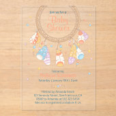 Tribal Dreamcatcher Boho Baby shower Transparant Acryl Uitnodigingen (Voorkant)