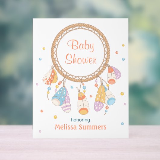 Tribal Dreamcatcher Boho Baby shower Wit Acryl Bord (Neutraal)