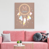 Tribal Dreamcatcher Boho Brown Monogram Initiaal Canvas Afdruk (Insitu (Woonkamer))