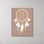 Tribal Dreamcatcher Boho Brown Monogram Initiaal Canvas Afdruk (Voorkant)