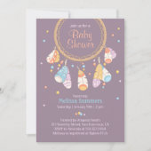Tribal Dreamcatcher Boho Paarse Baby shower Kaart (Voorkant)