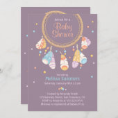 Tribal Dreamcatcher Boho Paarse Baby shower Kaart (Voorkant / Achterkant)