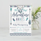 Tribal Dreamcatcher Boy Baby Shower Invitation Kaart (Staand voorkant)