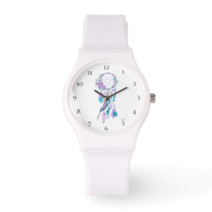 *~* Tribal Dreamweaver Boho Flowers Bead Feather Horloge
