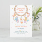 Tribal Drocatcher Boho Baby 1e verjaardag Kaart (Staand voorkant)