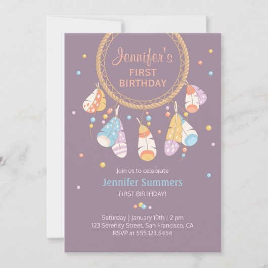 Tribal Drocatcher Boho Baby 1e verjaardag Kaart (Voorkant)