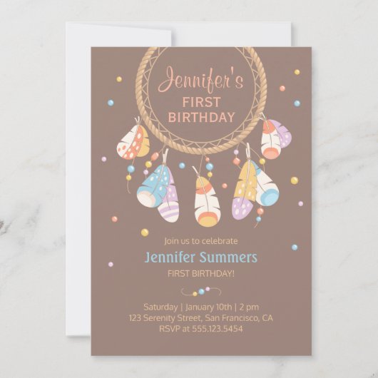 Tribal Drocatcher Boho Baby 1e verjaardag Kaart (Voorkant)