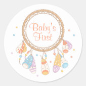 Tribal Drocatcher Boho Baby 1e verjaardag Ronde Sticker (Voorkant)