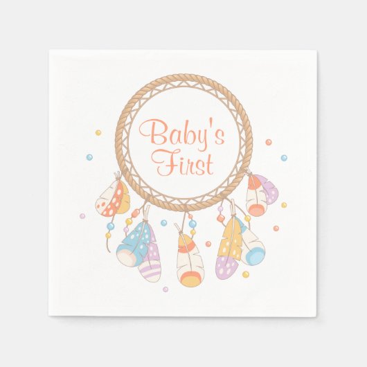 Tribal Drocatcher Boho Baby 1e verjaardag Servet (Voorkant)