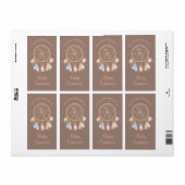 Tribal Drocatcher Boho Baby Bookplate Brown Etiket (Full Sheet)