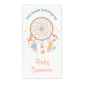 Tribal Drocatcher Boho Baby Bookplate Etiket (Voorkant)