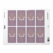 Tribal Drocatcher Boho Baby Bookplate Paars Etiket (Full Sheet)