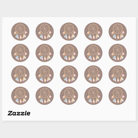Tribal Drocatcher Boho Baby Brown Ronde Sticker (Vel)