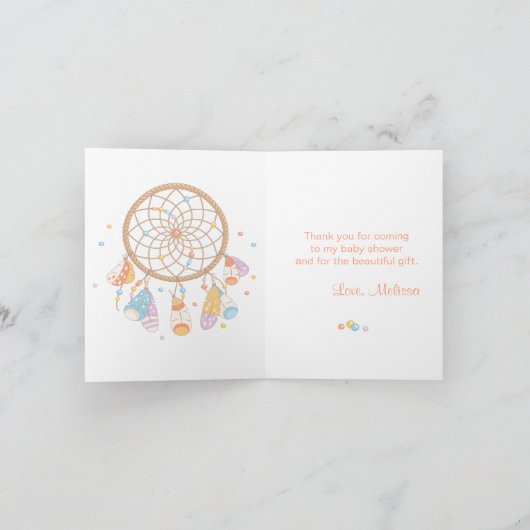 Tribal Drocatcher Boho Baby shower Dank je wel Bedankkaart (Binnen)