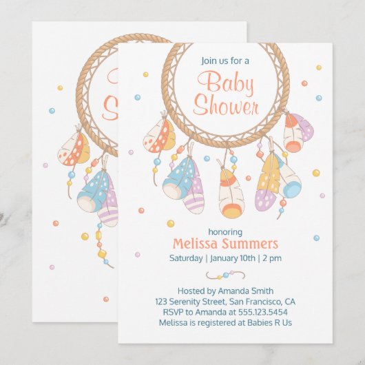 Tribal Drocatcher Boho Baby shower Kaart (Voorkant / Achterkant)