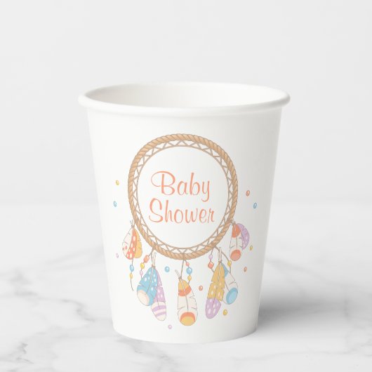 Tribal Drocatcher Boho Baby shower Papieren Bekers (Voorkant)