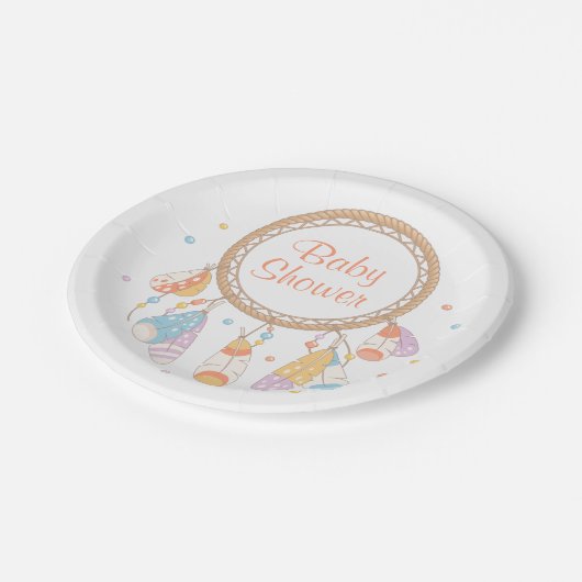 Tribal Drocatcher Boho Baby shower Papieren Bordje (Gekanteld)