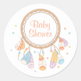 Tribal Drocatcher Boho Baby shower Ronde Sticker