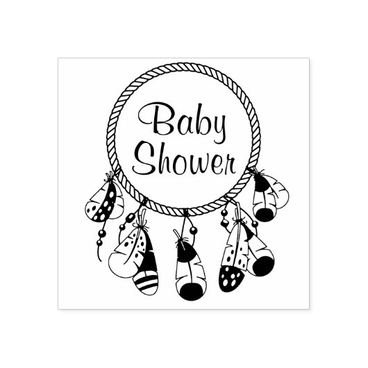 Tribal Drocatcher Boho Baby shower Rubberstempel (Afrduk)