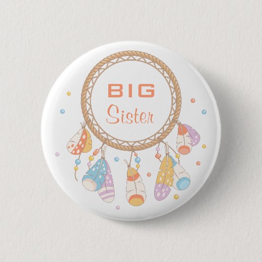 Tribal Drocatcher Boho Big Sister Ronde Button 5,7 Cm (Voorkant)