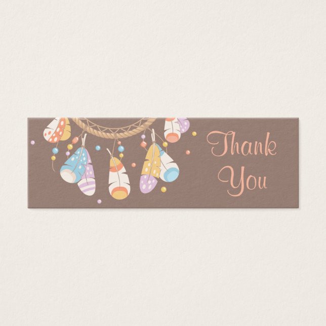 Tribal Drocatcher Boho Brown bedankt Mini Visitekaartjes (Voorkant)